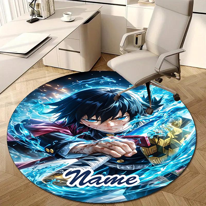 Personalized Demon Slayer Round Chair Office Rug - Perfect for Mat, Office Chair & More - Ideal Gift for Birthdays and Holidays