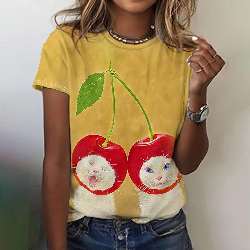 Cartoon Graphic Specal Women's T-shirt Casual Short Sleeved 3D Printed T-shirt
