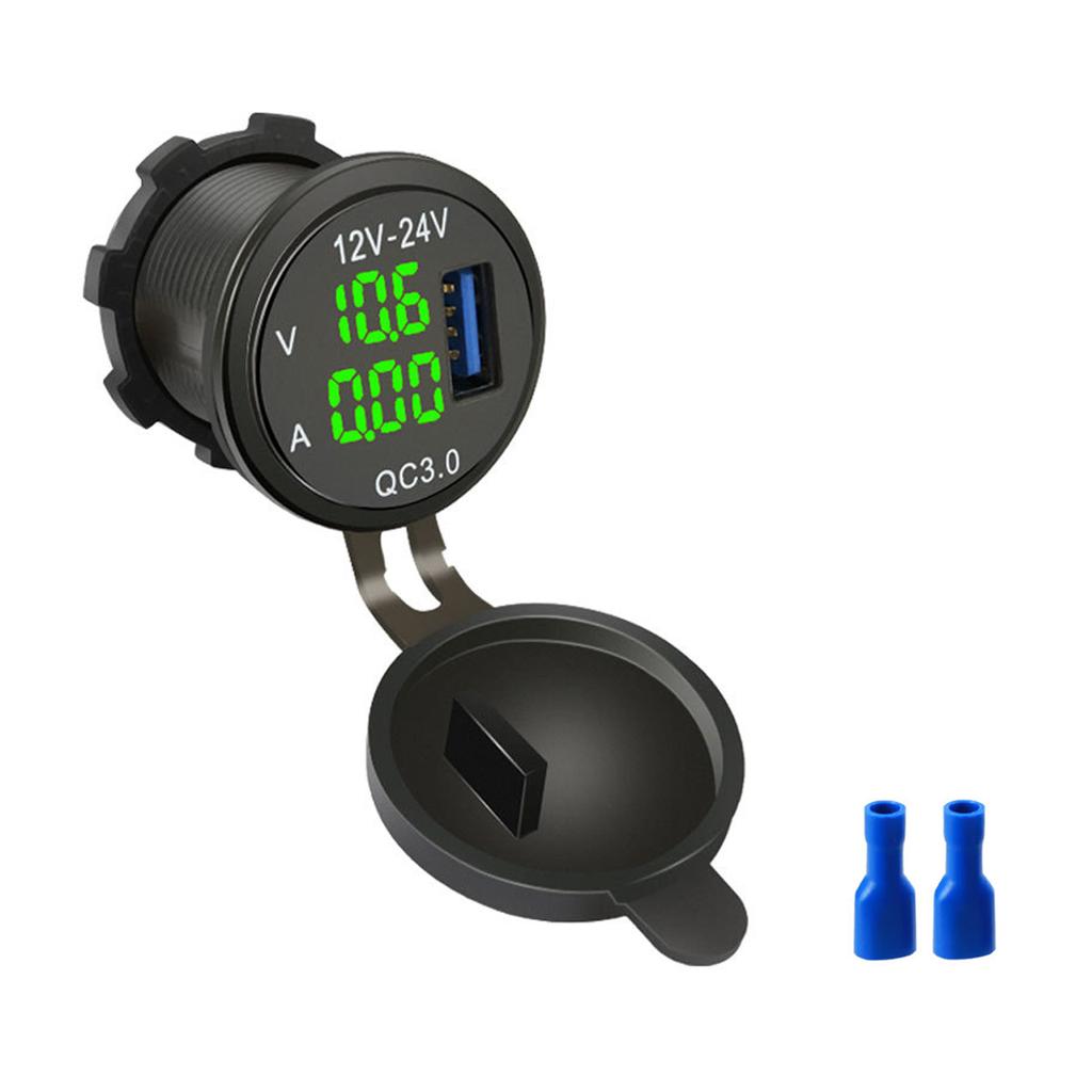 New Car Voltmeter QC 3.0 USB Charger Socket Power Outlet Digital Voltmeter Ammeter Monitoring For Car Boat Marine Rv Motorcycle