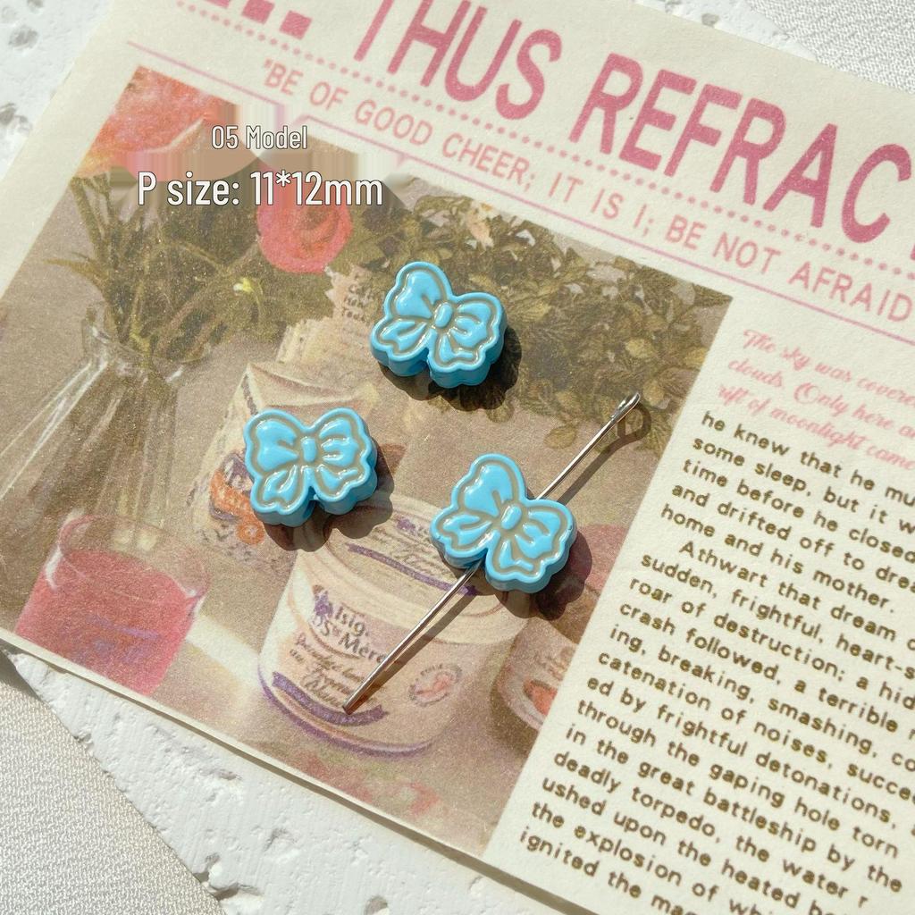 Blue Beaded Flower Bear Bracelet - Cute Alloy DIY Jewelry Accessory