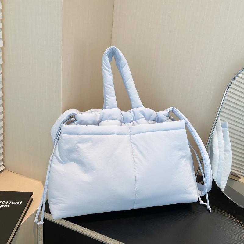 IELGY Casual Nylon Cloth Drawstring Soft Quilted Handbag Lightweight Simple Cotton Bag Large Capacity Crossbody