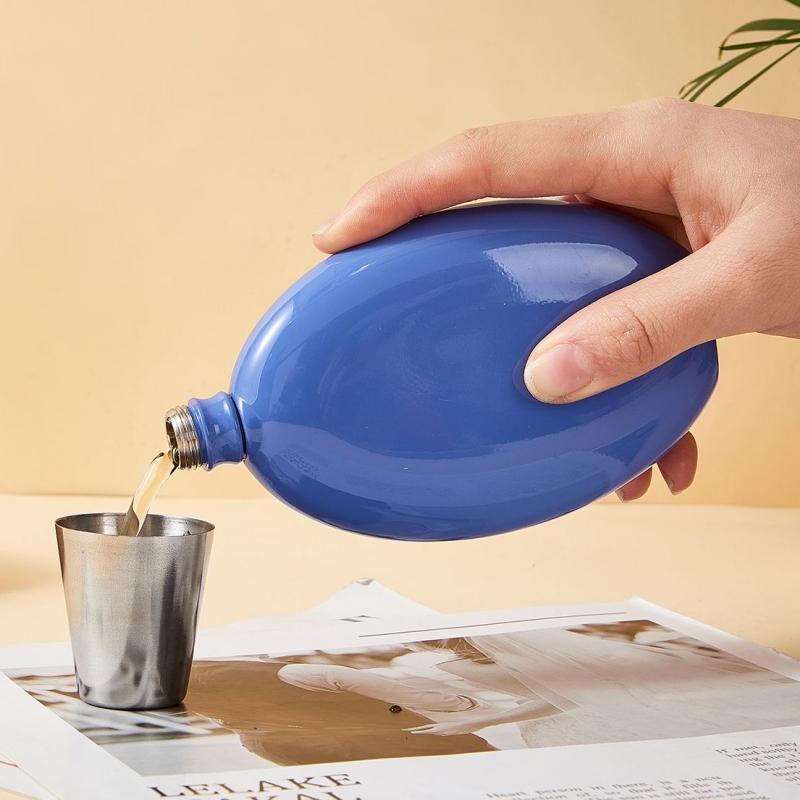 Portable Hip Flask 5 oz Spirits Vodka Cup + Funnel Stainless Steel Camping Whiskey Flask Personalized Oval Shape Flagon Men Gift