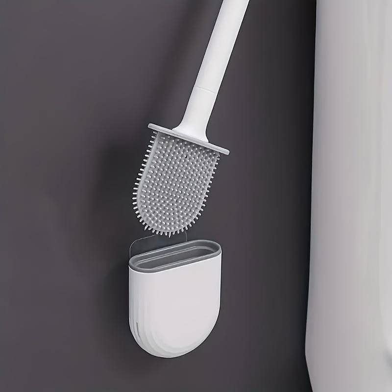 Wandmontiertes Silikon-Toilettenbürsten-Set Effiziente Reinigung Tragbares Design mit Halter Badezimmerreinigung Ergonomische Bürste Flexible Borsten