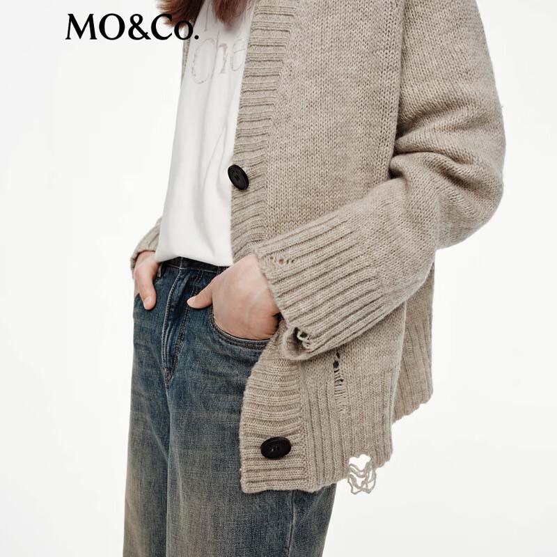 MO&Co. Women's V-Neck Merino Wool Sweater