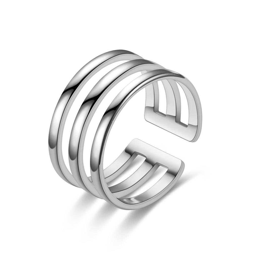 Fashion Geometric Open Stainless Steel Ring Women's Temperament Couple Ring Hand Jewelry