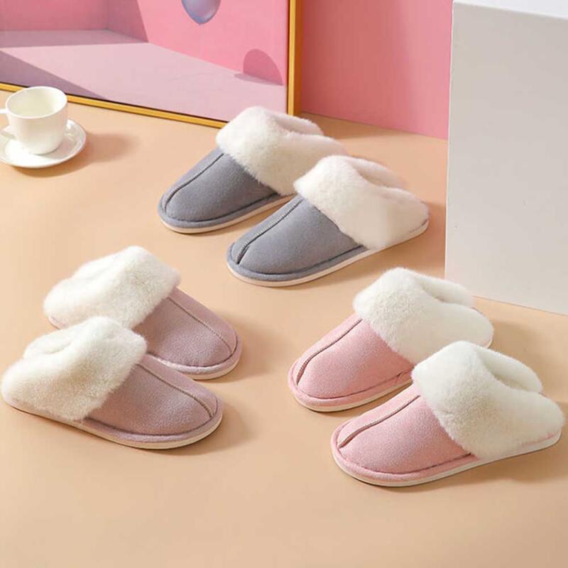 Winter fluffy and warm fur slippers 4 colors CH1918494 white