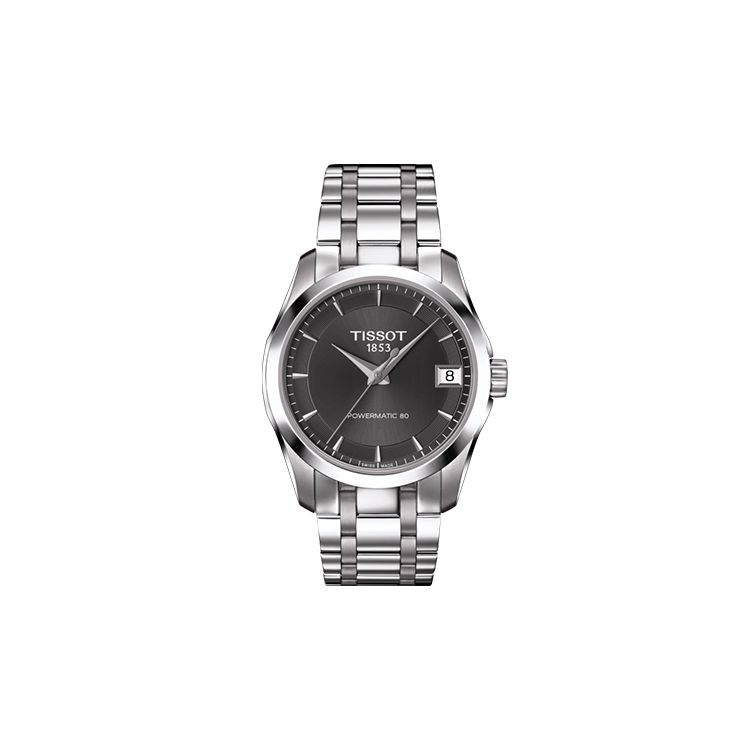 TISSOT Montre  S&eacute;rie Kutu Mouvement M&eacute;canique Automatique &Eacute;tanche 100 M&egrave;tres Cadran Gris 32 Mm Montres Femme T035.207.11.061.00 Regular Watch Box,Black Dial Silver Strap