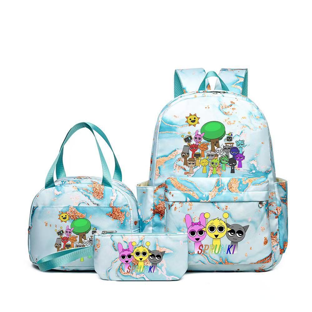 Rhythm zygote student schoolbag children's backpack backpack three-piece set
