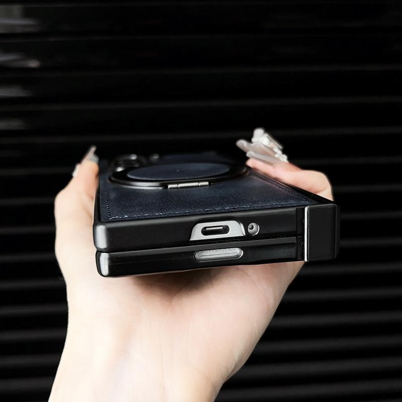 Luxury Leather Magnetic Bracket Phone Cover For Samsung Galaxy Z Fold6 Fold5 Fold4 Fold3 Shockproof Wireless Charge 3pcs Folding Case