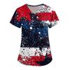 Women V Neck Short Sleeve Printed Scrub Top Nurse Uniform Shirt Comfortable Lightweight Fabric Loose Fit