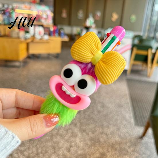 Cute Plush Ballpoint Pen Cartoon Multi-Color Gel Pens for Students Fun Refillable Journaling Writing Tool School Office Soft Grip
