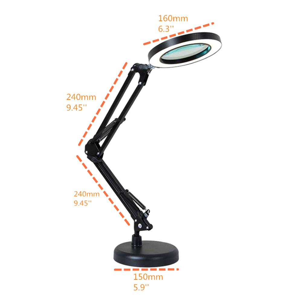 Magnifying Glass Magnifier with 64 LEDs Desk Light Table Lamp 8X Magnification 10 Levels Adjustable Brightness Dimmable 3 Colors