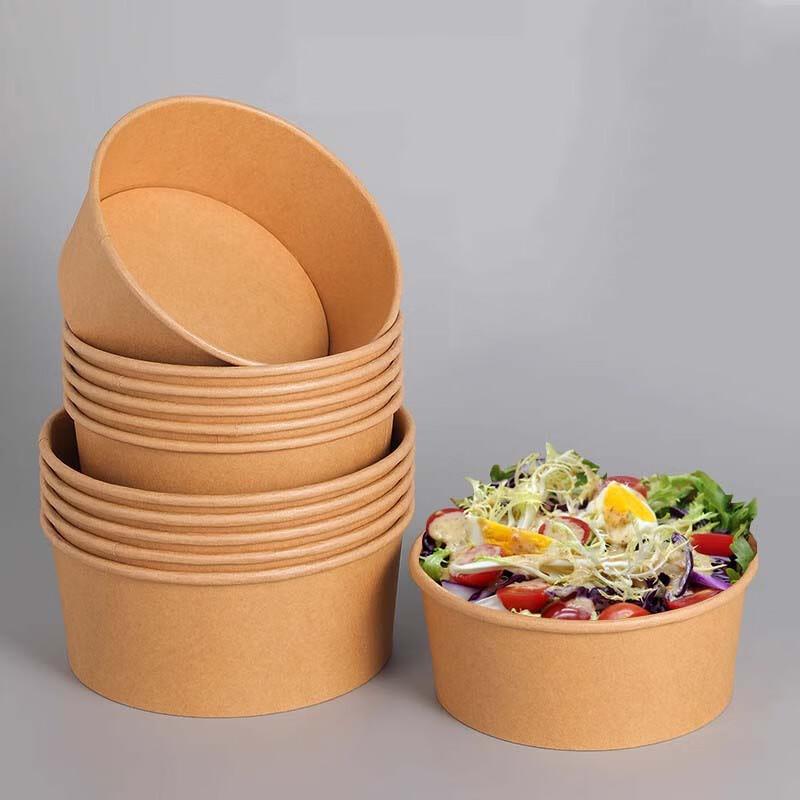 Kraft Paper Disposable Bowl with Lid