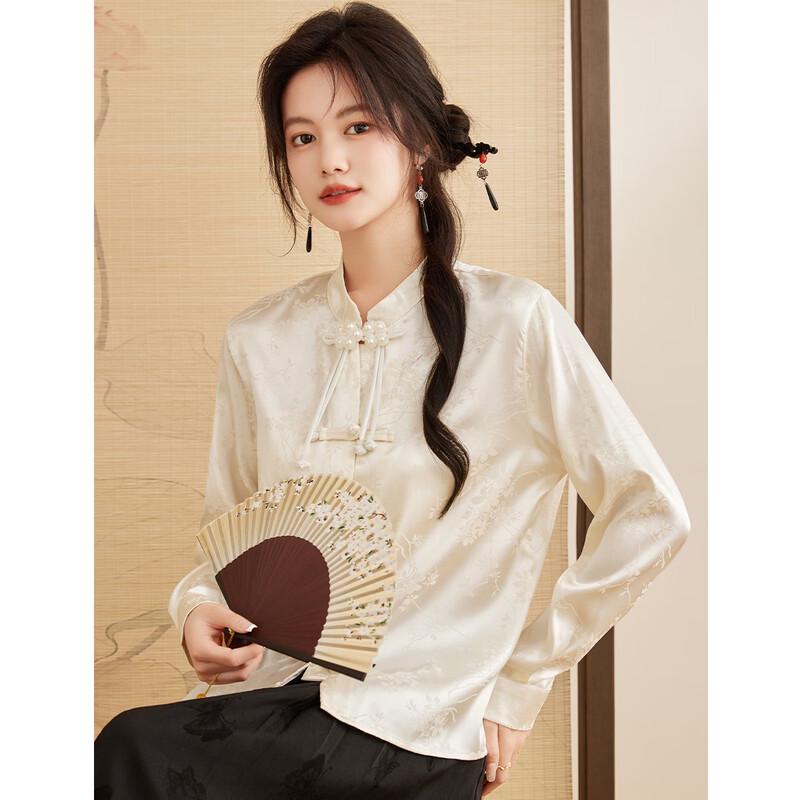 ORIGIN Women s Chinese Style Printed Stand-Up Collar Cardigan M