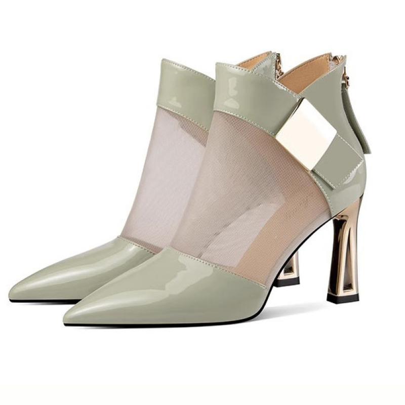 

Полые короткие сапоги, крутые сапоги в сетку, универсальные дышащие туфли на толстом каблуке для женщин на высоком каблуке 43 зелёный