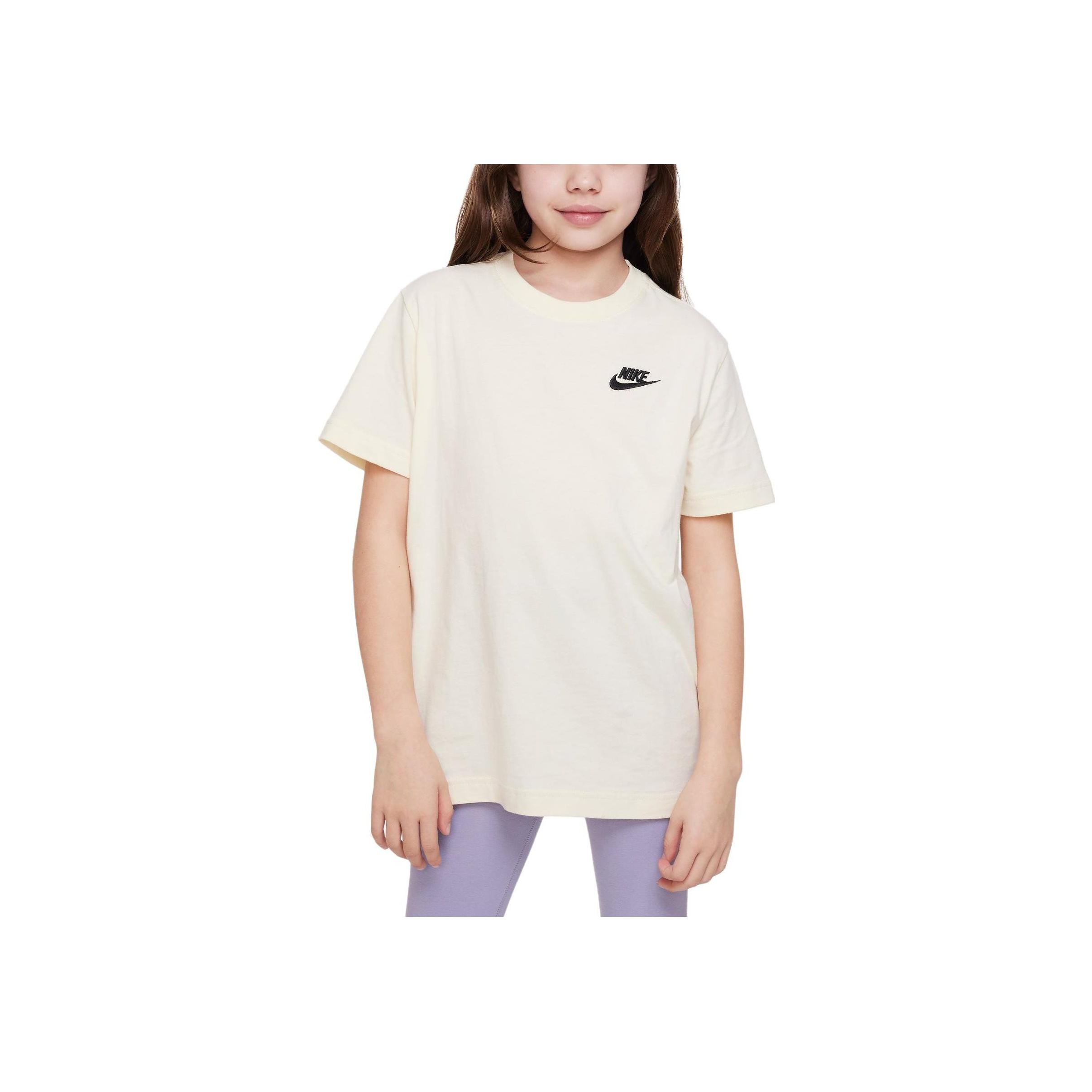 

Nike Embroidered Sports Casual Short Sleeve Round Neck T-Shirt Kids Tops Coconut-Milk FD0927-113 M