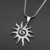 Spiral Sun Pendant Necklace For Women Men Stainless Steel Silver Color Daily Wear Boho Vintage Chic Neck Chain Gift Jewelry
