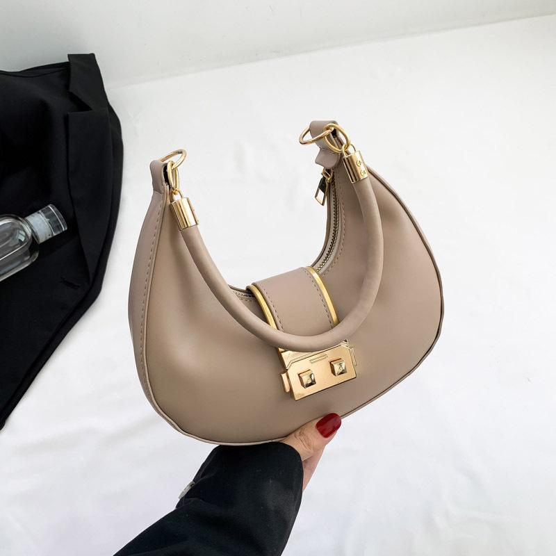 Simple and Fashionable Underarm Women's Bag with Unique Design for Commuting, Single-shoulder Crescent-shaped Bag