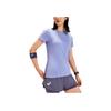 Asics Solid Color Knitted Moisture-Wicking Quick-Dry Round Neck Short Sleeve T-Shirt Women Tops Purple 2012D164-500