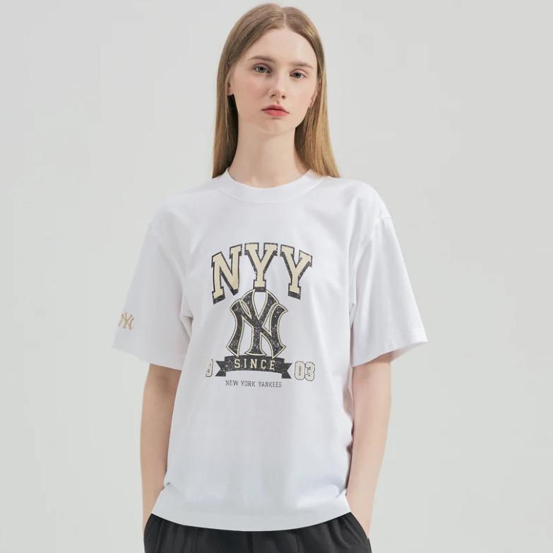 New MLB Drop Shoulder Sleeve T Shirt Unisex White 3ATSN0343-50WHS