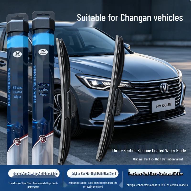 Silicone Coated, Universal Multi-Functional Silent Wiper Blades for Changan EADO XT