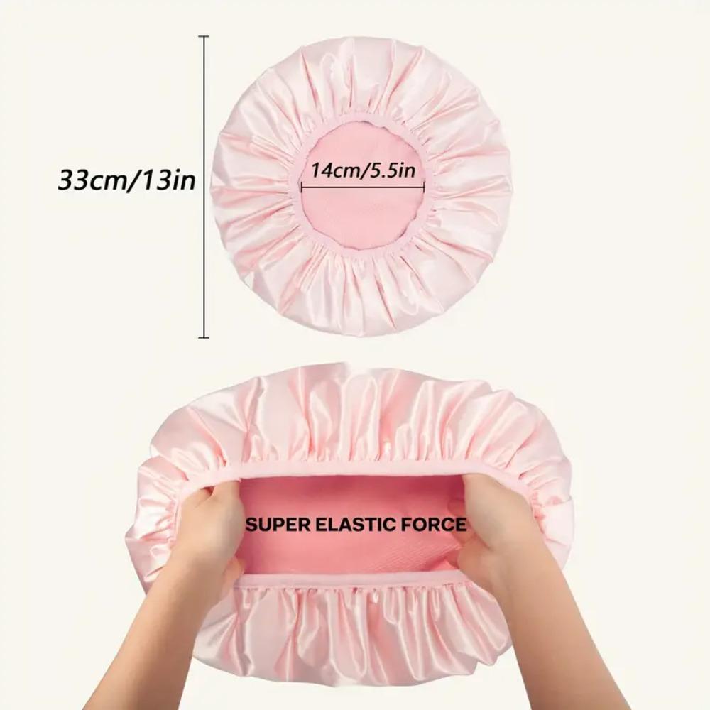 Triple Layer Shower Cap for Women Large Terry Lined Hair Cover Thick Hair Bath Cap Travel Friendly Grey Soft Elastic