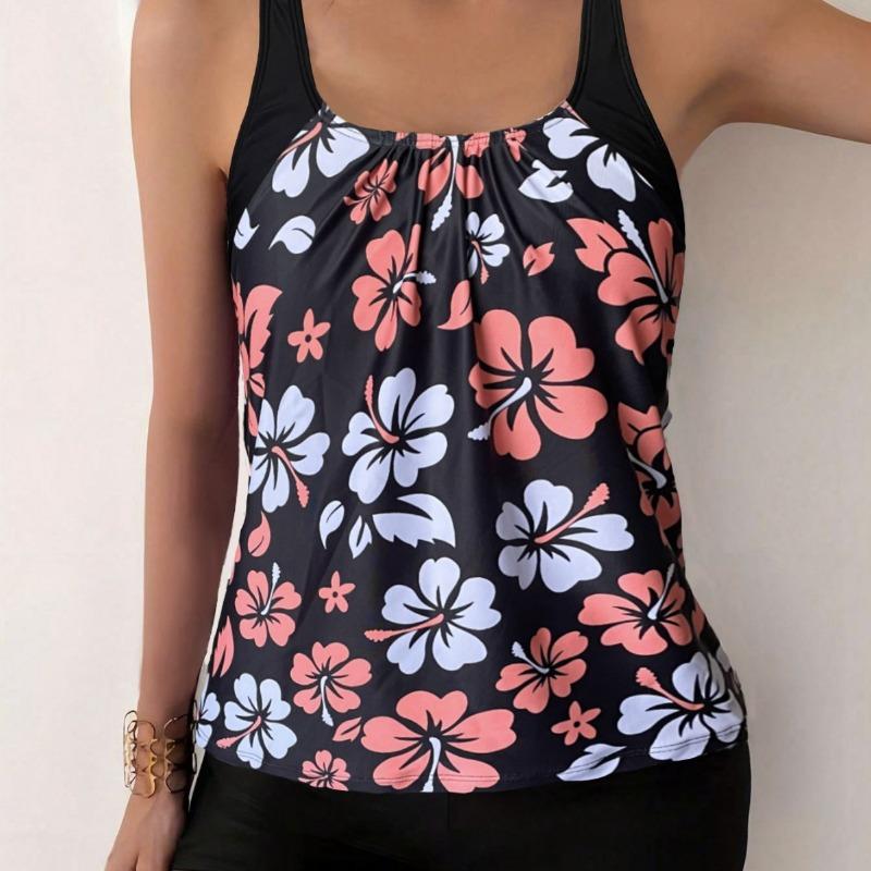 New Split Swimsuit Women's Printed Boxer Shorts Set with High Waisted Print