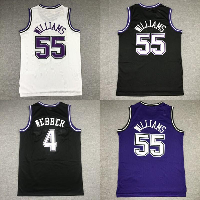 Sacramento Kings Basketball Jersey 55 DeAaron Williams 4 Chris Webber Embroidered Team Fan Wear