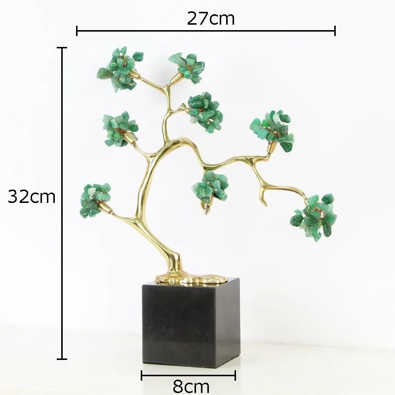 

Crystal Flowers Copper Tree Sculpture Marble Base Creative Ornaments Desk Decoration Crystal Ore Flower Statue Modern Home Decor