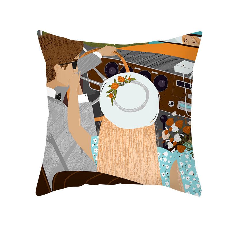 Shopee Valentine's Day Pillow Cover Home Sofa Cushion Cover Peach Skin Printed Living Room Bedroom Cushion Cover