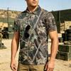 Men's Tactical Short Sleeve Polo Shirt Loose Fit Breathable Outdoor Quick Dry Camouflage Print with Magic Tape Patch Area
