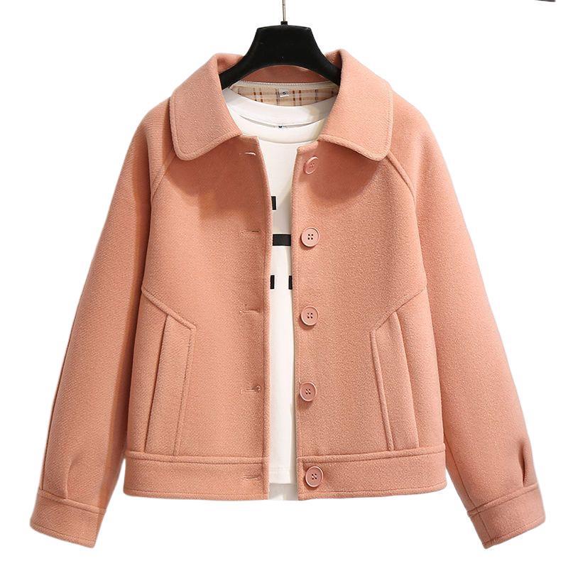 Kurze Damen-Wolljacke mit Ohrenschützern - Koreanischer Stil, Lockere Passform für Frühling und Herbst