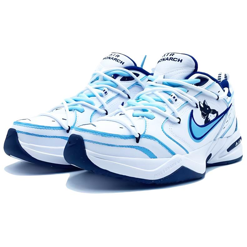 Nike Air Monarch 4 Slip Resistant Balance Lightweight Low Top Chunky Sneakers Unisex Blue 415445-102(Team145--)