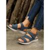 New Summer Women's Casual Wedge Heel Flat Soled Plus Size One Strap Sandals