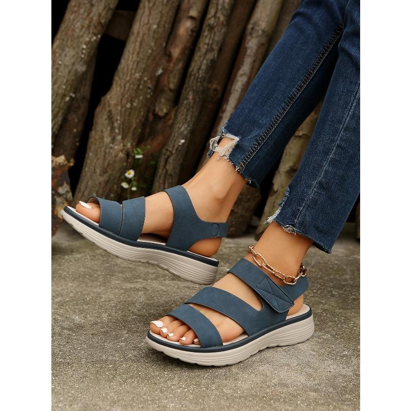 New Summer Women's Casual Wedge Heel Flat Soled Plus Size One Strap Sandals