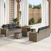 vidaXL 9-piece Garden Sofa Set with Grey Poly Rattan Cushions, vidaXL 3-piece Garden Dining Table Set 3363908