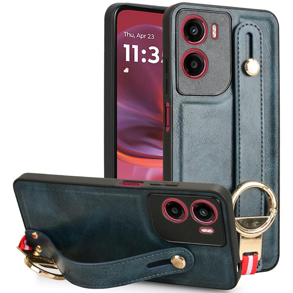 Pro Motorola Moto G05 4G/E15 4G Pouzdro Náramek Stojánek Kůže+PC+TPU Kryt na telefon s otvírákem na lahve