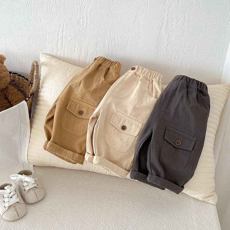 Kids Casual Pants Children Girls Cute Solid Color Loose Trousers Boys Thin Style Cargo Pant