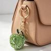 Cute Full Diamond Green Keychains Crystal Fruit Pendant Key Ring Fashion Handbag Decor Jewelry Gift For Women Girls