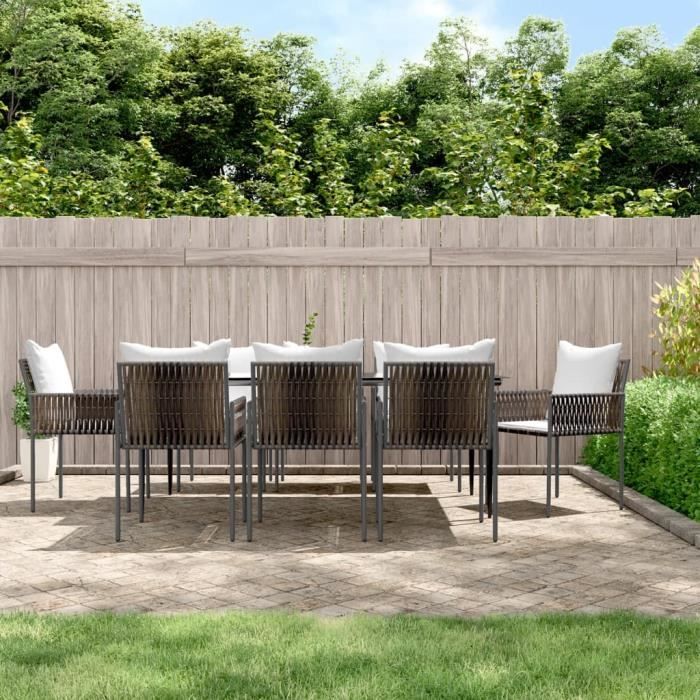 VidaXL Ensemble à manger de jardin 9 pcs coussins résine tressée acier 3187062