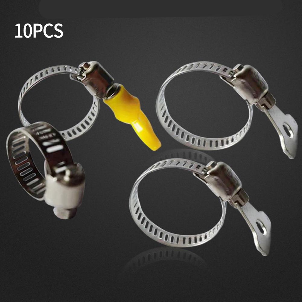 Stainless Steel Hose Clips with Plastic Handle Set of 10 Adjustable Worm Drive
