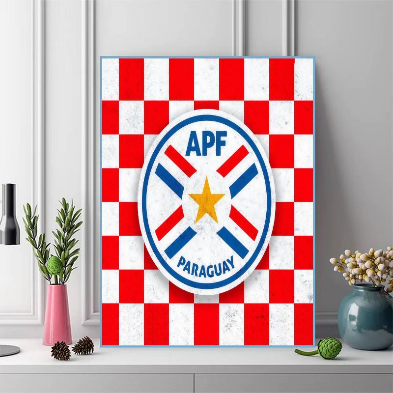 Paraguay national football Pattern 3pcs 100% Round Full Drill 5D DIY Diamond Painting Embroidery Cross Stitch Rhinestone Décor