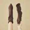 Fashion Stiletto Mid-leg Boots Autumn New Pointed Toe Suede Side Zipper Anti-slip Wear-resistant Heel Single Boots