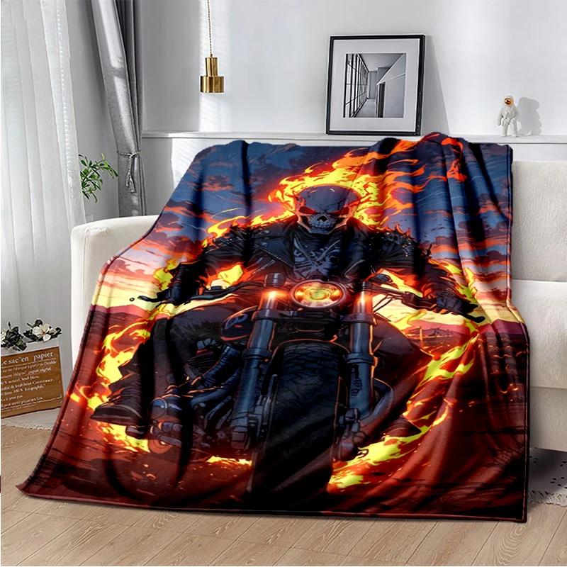2026 New Marvel Horror Ghost Rider Cartoon Gift Soft Blanket,Soft Throw Blanket for Home Bedroom Bed Sofa Picnic Child Cover Kid