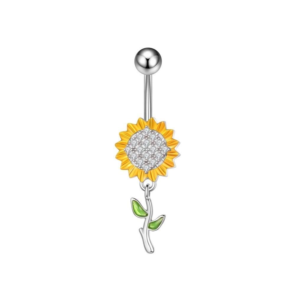 Butterfly Body Piercing Jewelry Sunflower Heart Belly Button Ring  Party Decoration