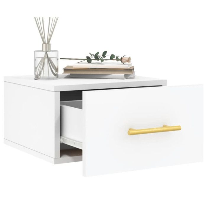 VidaXL Table de chevet murale blanc 35x35x20 cm 829788
