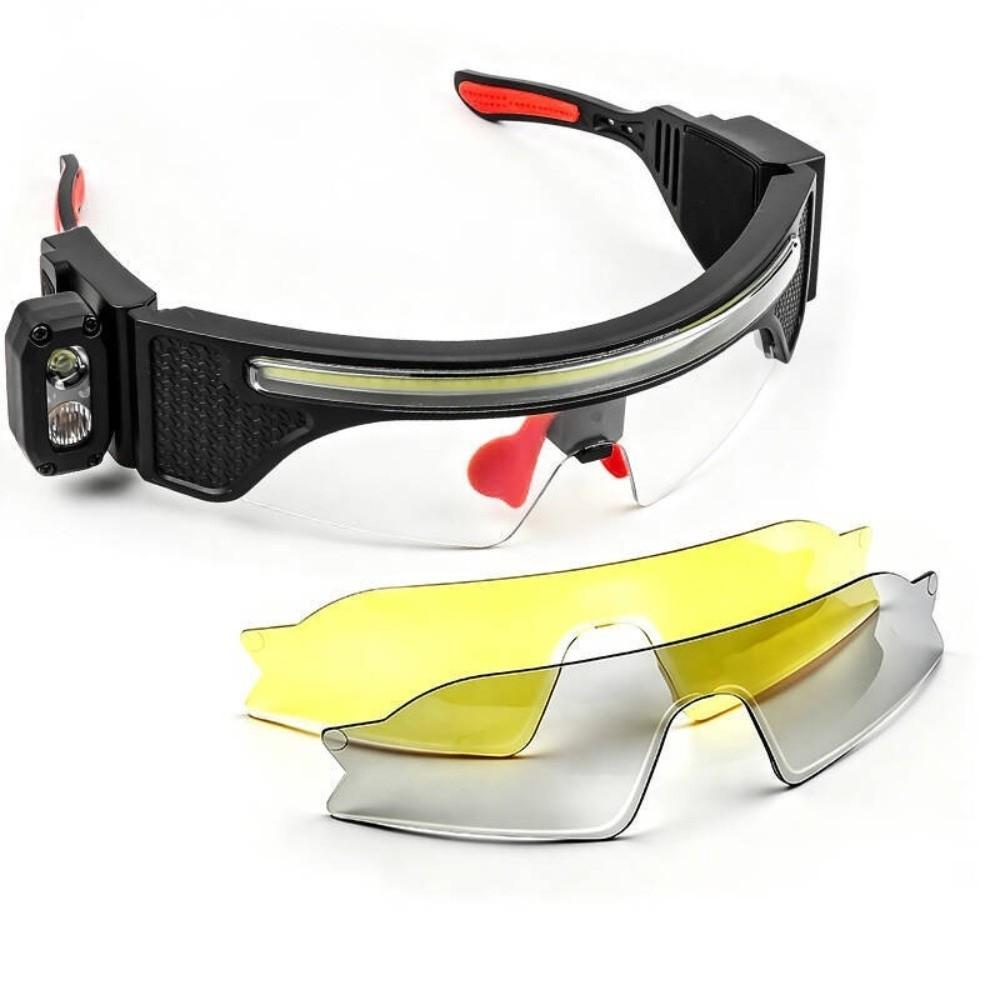 Waterproof LED Safety Glasses Polycarbonate Lens Headlamp Glasses New Lighted Safety Glasses красный