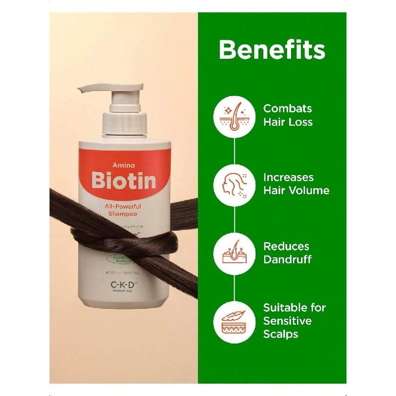 CKD Amino Biotin All-Powerful Shampoo 500ml, Nourishing Daily Shampoo With Amino Acids And Biotin, Targets Scalp And Hair Health