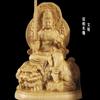 Cliff Cypress Wood Carving Manjusri Samantabhadra Bodhisattva Ornament Solid Wood Carving Crafts Home Furnishings Decoration