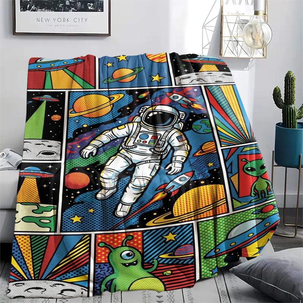 1Pc Space Print Flannel Blanket, High quality Comfortable for All Seasons, Home Decor, Warmth and Comfort, Perfect for Christmas Gifts W157